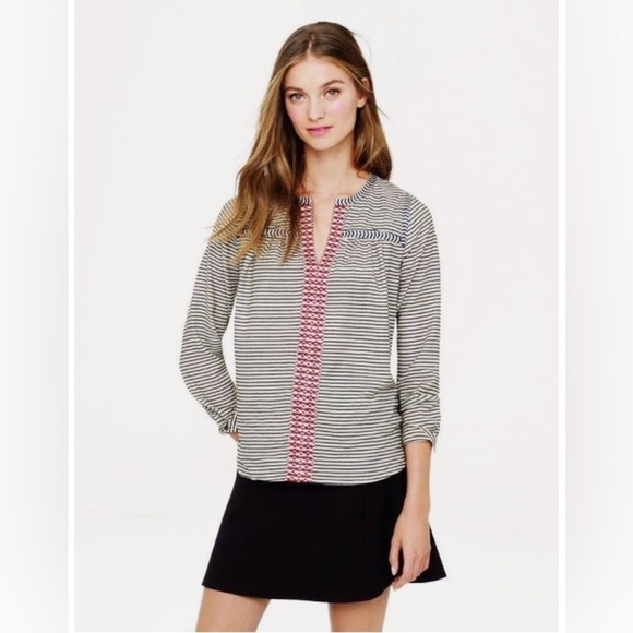 J. Crew striped popover blouse size 0 - Picture 1 of 6